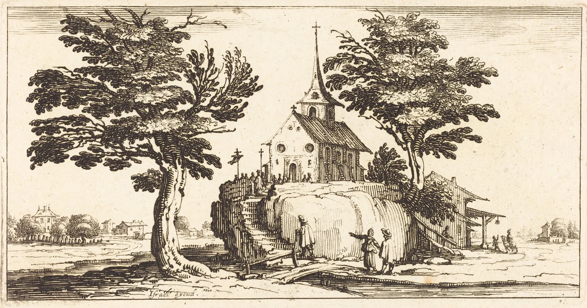 Landscape by Jacques Callot, print, 1635