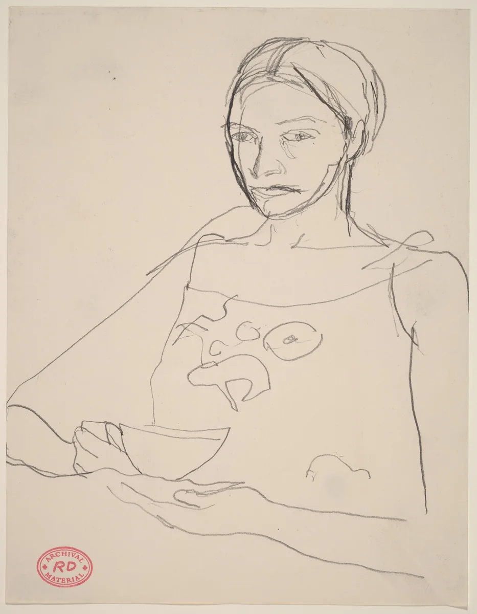 Untitled [woman holding a cup] by Richard Diebenkorn, drawing, 1955-1967