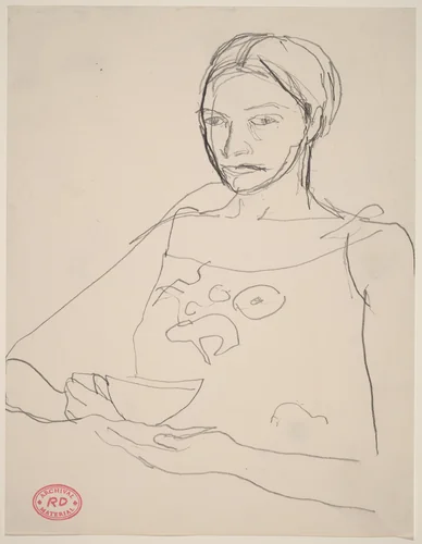 Untitled [woman holding a cup] by Richard Diebenkorn, drawing, 1955-1967