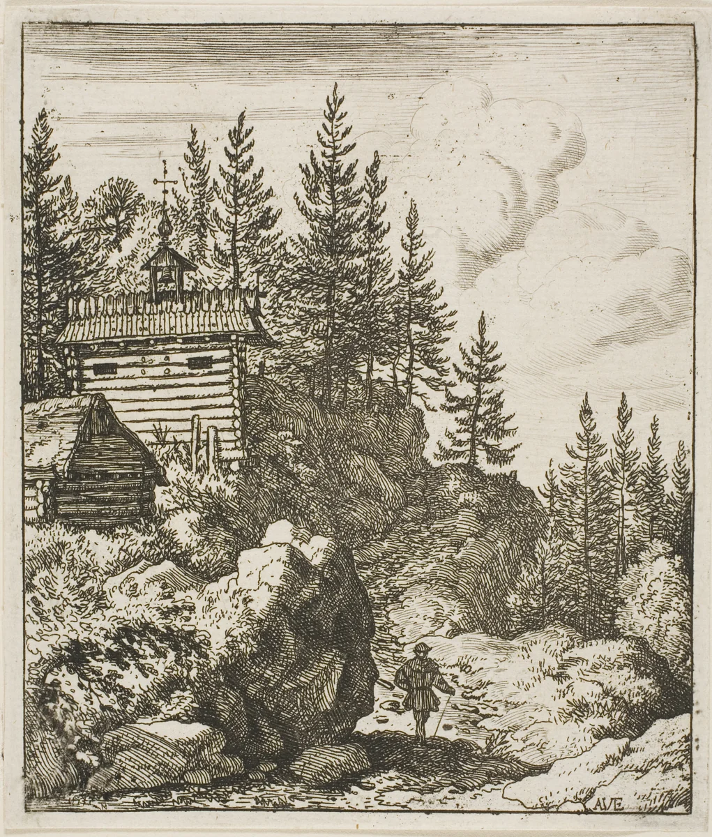 The Chapel by Allart van Everdingen, print, 1641-1675