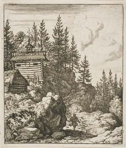The Chapel by Allart van Everdingen, print, 1641-1675