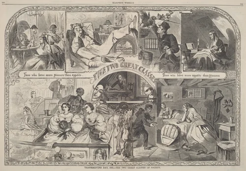 Thanksgiving Day, 1860 - The Two Great Classes of Society by Winslow Homer, print, 1860
