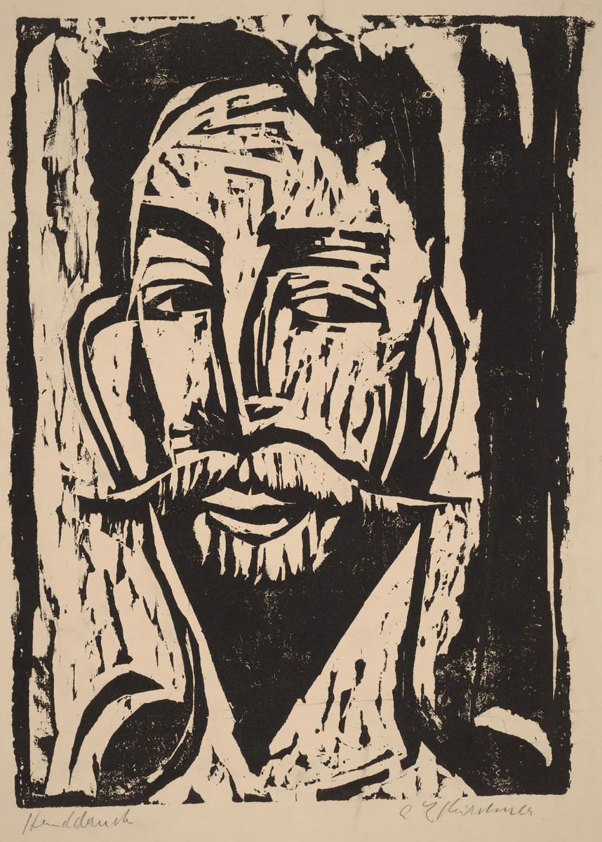 Head of Prof. Dr. Graef by Ernst Ludwig Kirchner, print, 1915