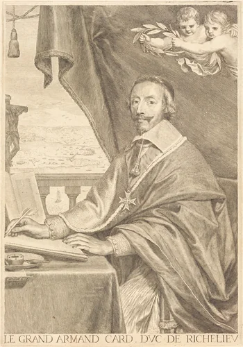 Armand Jean du Plessis, Cardinal Richelieu by Claude Mellan, print, 1598-1688