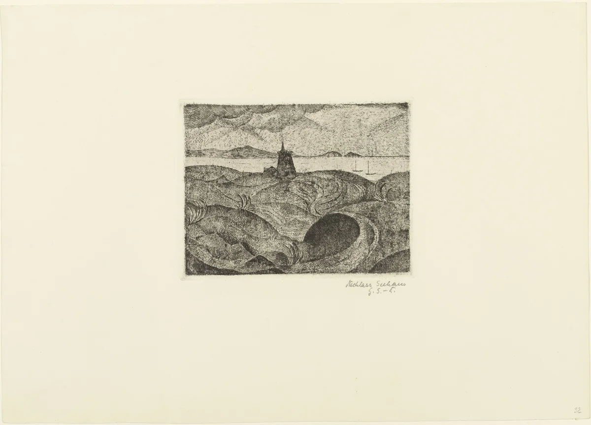 Tower by the Sea (Turm am Meer) by Paul Adolf Seehaus, print, 1916