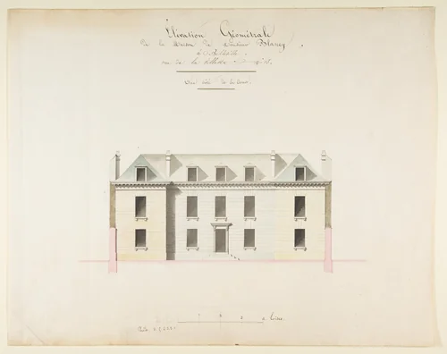 Design for the Exterior Façade of the Country House of Monsieur Blaney, Belleville (recto); Design for façade (verso) by anonymous, drawing, 1700-1800