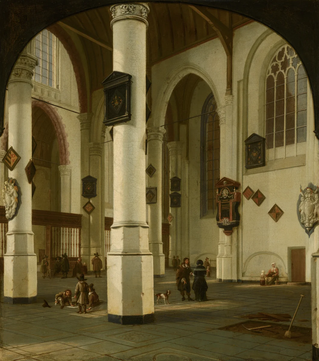 Interior of the Oude Kerk in Delft by Hendrick van Vliet, painting, 1665
