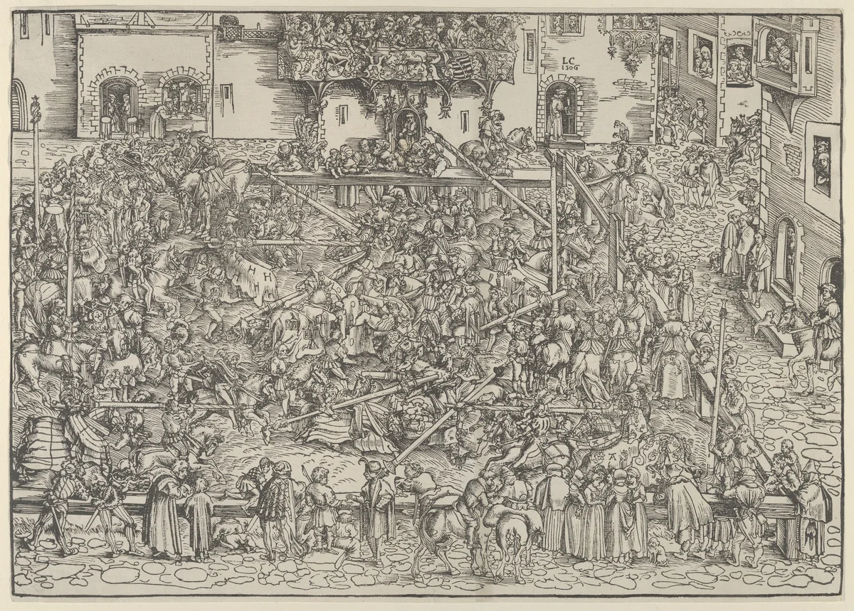 The First Tournament by Lucas Cranach, print, 1506