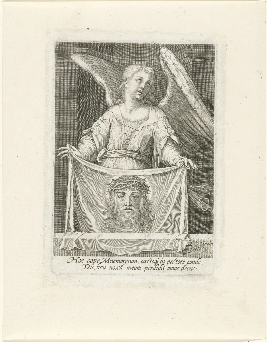 Engel met de zweetdoek van Veronica by Unknown, print, 1580-1629