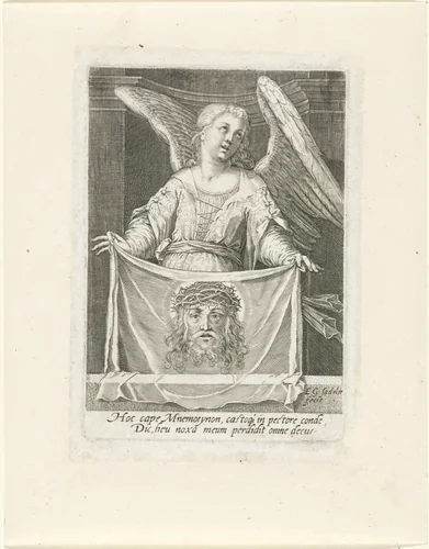 Engel met de zweetdoek van Veronica by Unknown, print, 1580-1629