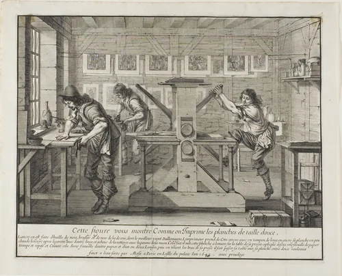 The Etcher's Press - The Printmaker's Shop by Abraham Bosse, print, 1642