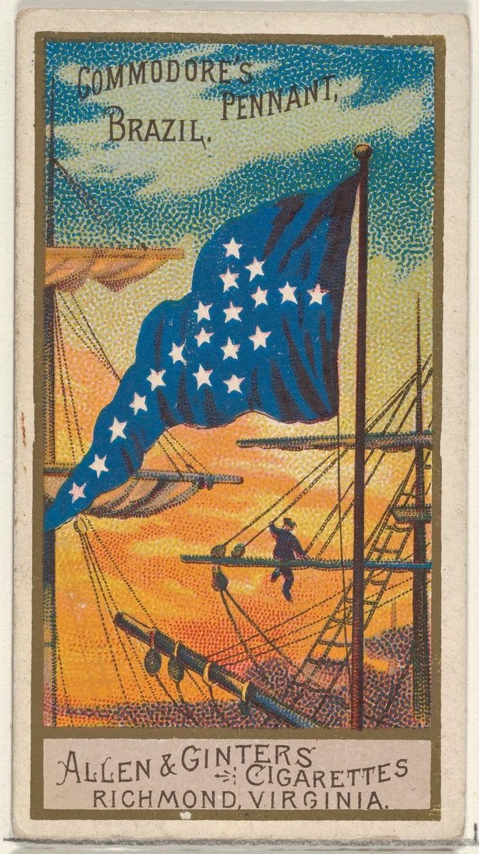 Commodore's Pennant, Brazil, from the Naval Flags series (N17) for Allen & Ginter Cigarettes Brands by Allen & Ginter, print, 1886-1891