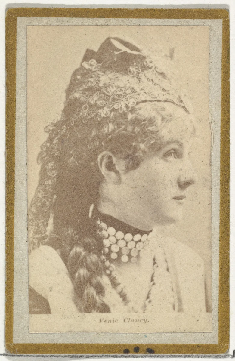 Venie Clancy, from the Actresses and Celebrities series (N60, Type 2) promoting Little Beauties Cigarettes for Allen & Ginter brand tobacco products by Allen & Ginter, photograph, 1887