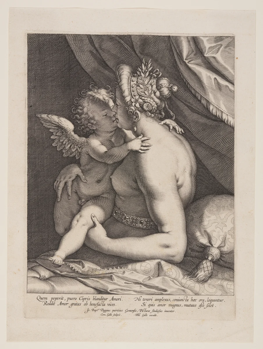Venus and Cupid by Cornelis Galle I, print, 1600