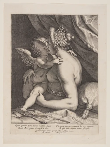 Venus and Cupid by Cornelis Galle I, print, 1600