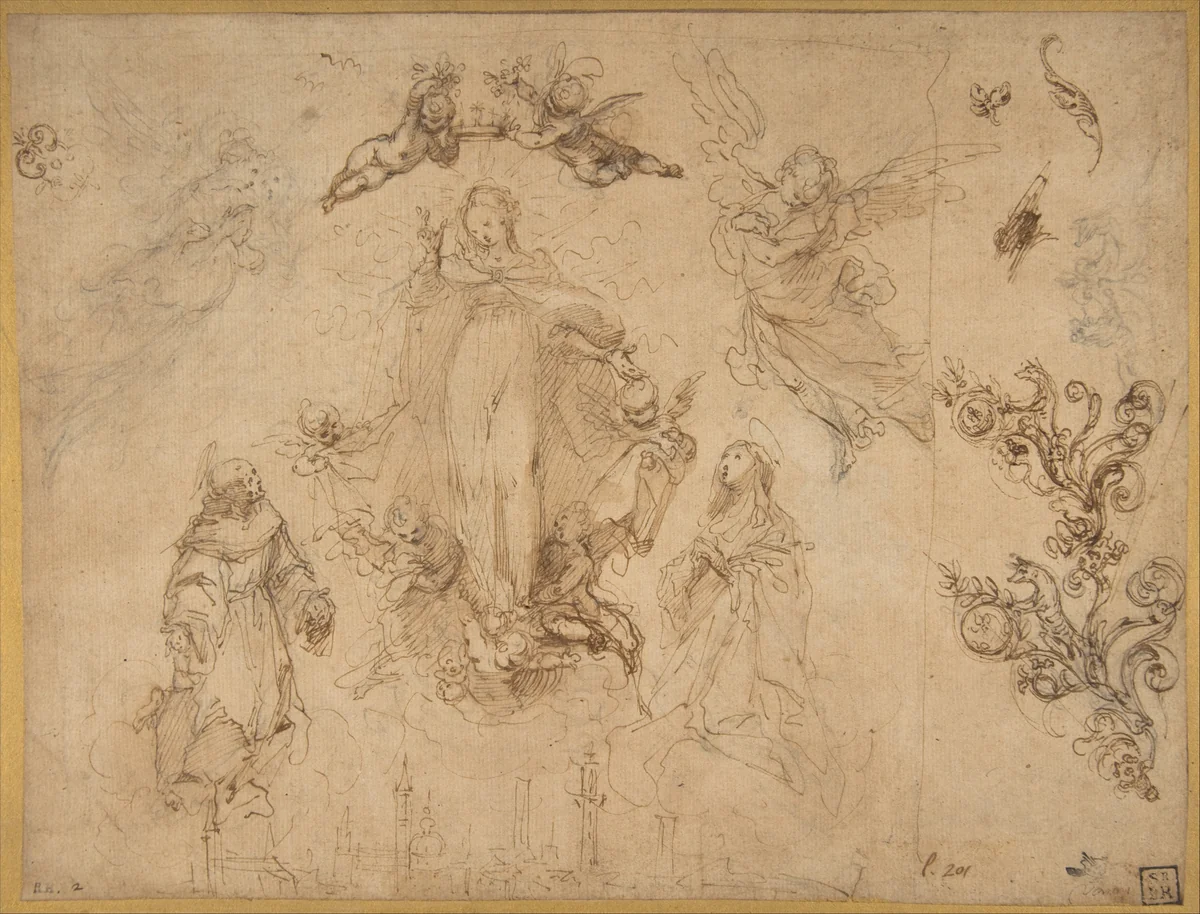 The Virgin Protectress of the City of Siena by Francesco Vanni, drawing, 1588