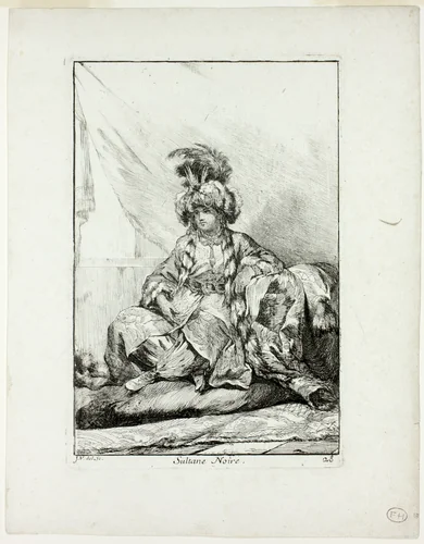 Sultane Noire, plate 28 from Caravanne du Sultan à la Mecque by Joseph-Marie Vien, print, 1748