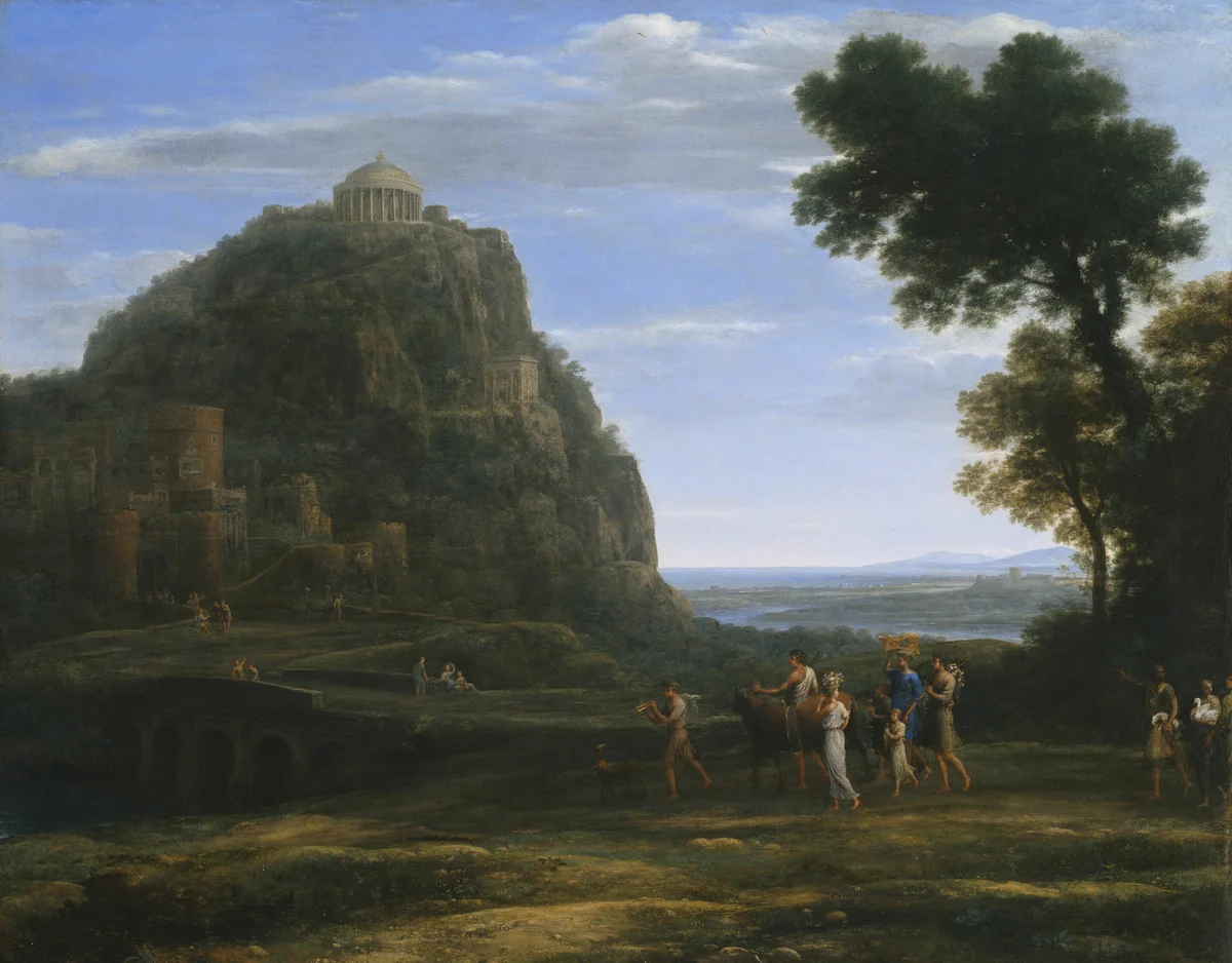 View of Delphi with a Procession by Claude Lorrain, painting, 1673