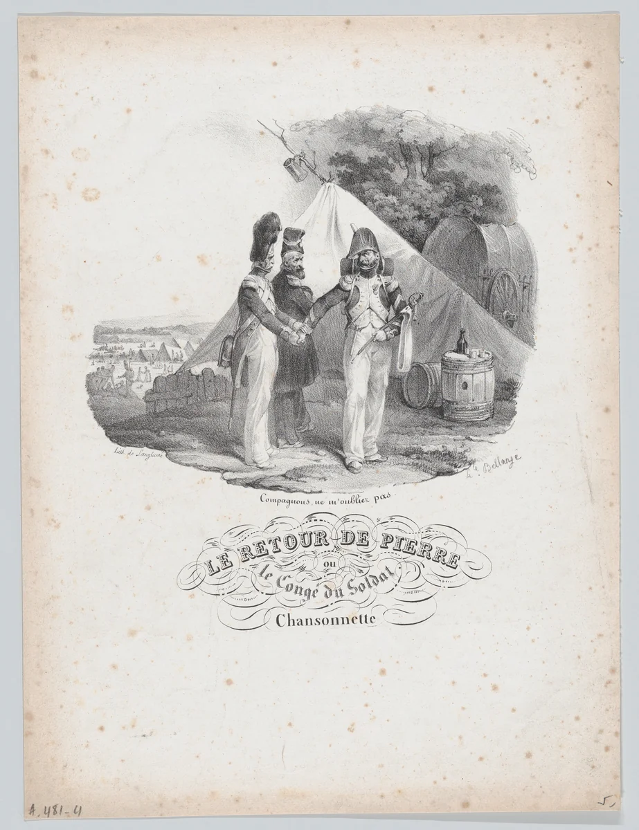 Pierre's Return or The Soldier's Vacation by Hippolyte Bellangé, print, 1829