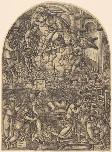 The Winepress of the Wrath of God by Jean Duvet, print, 1546-1556