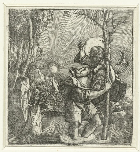 Heilige Christoffel by Unknown, print, 1506-1538