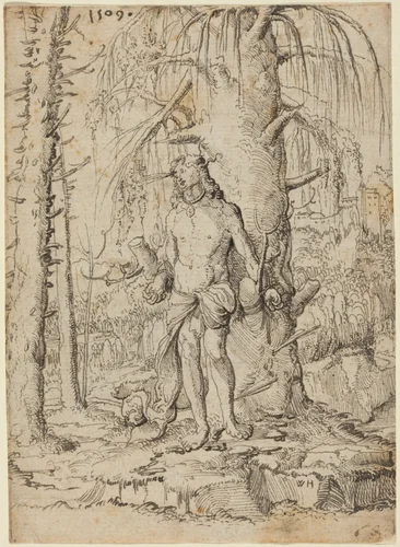 Saint Sebastian by Wolf Huber, drawing, 1509