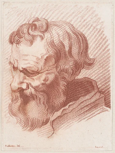 Head of a man with a beard by Louis Marin Bonnet, print, 1750-1793