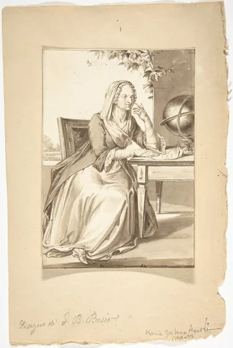 Portrait of Maria Gaet - Agnesi by Jean-Baptiste-François Bosio, drawing, 1775-1827