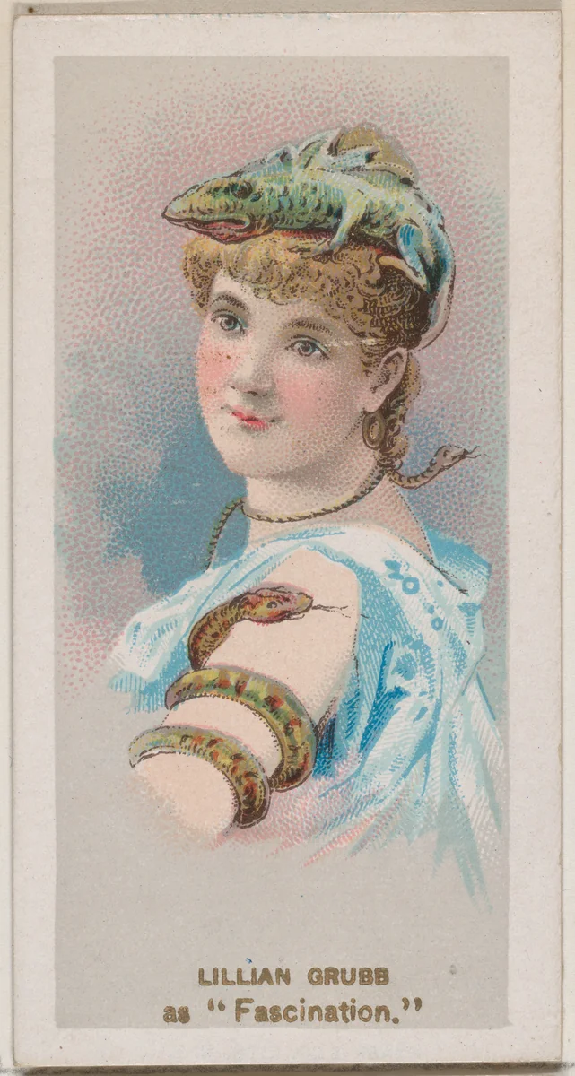 Lillian Grubb as "Fascination," from the series Fancy Dress Ball Costumes (N73) for Duke brand cigarettes by W. Duke, Sons & Co., print, 1889