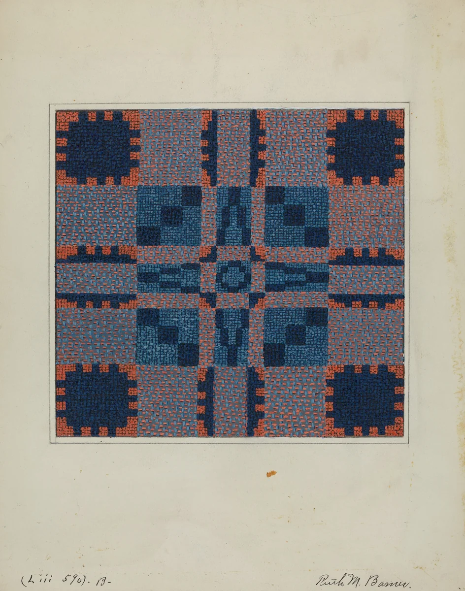 Coverlet (Reverse Side) by Ruth M. Barnes, index of american design, 1936