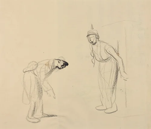 Hiding the "louis" [verso] by Jean-Louis Forain, drawing, 1914-1919