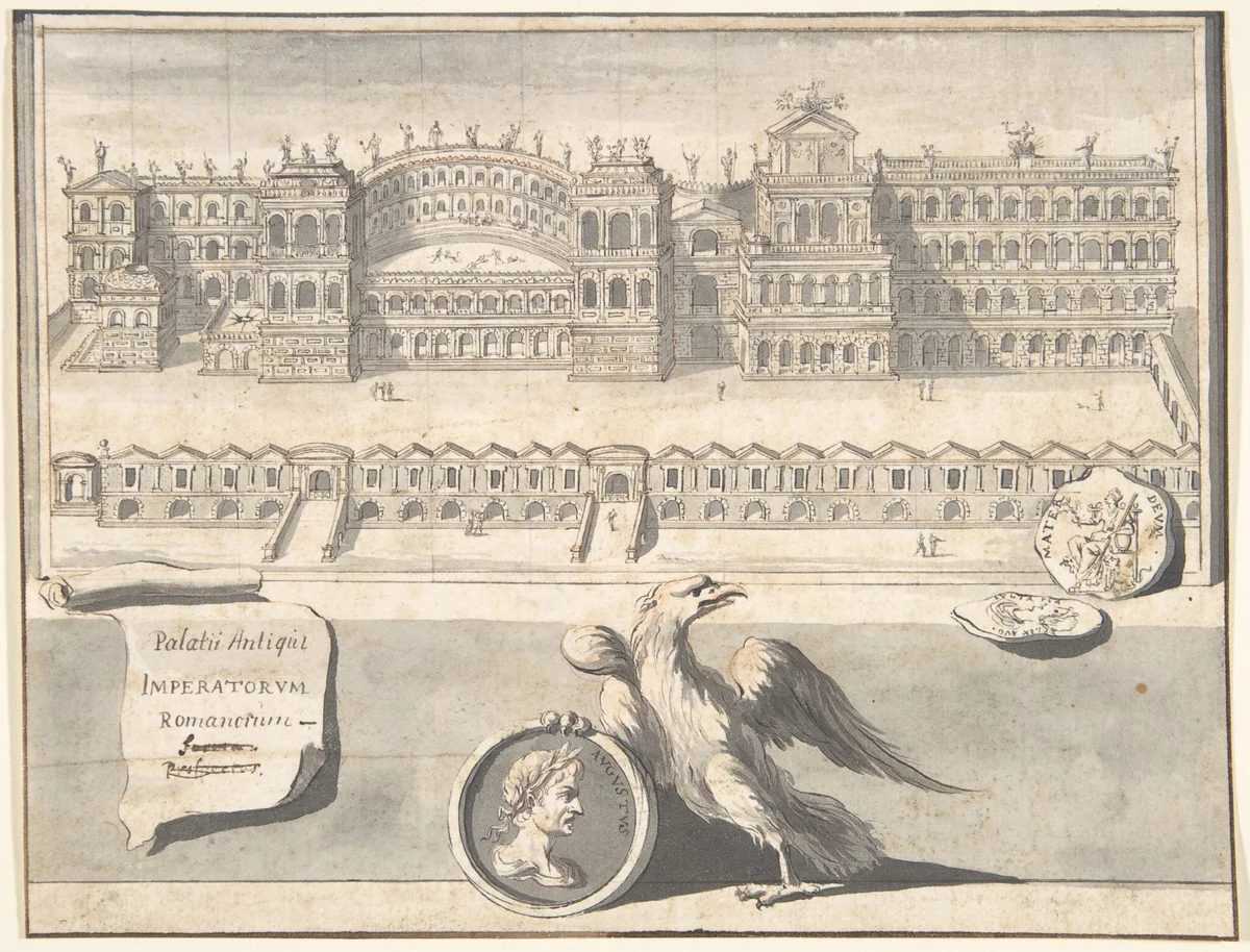 A Reconstructed View of the Palace on the Palantine Hill by Jan Goeree, drawing, 1690-1704