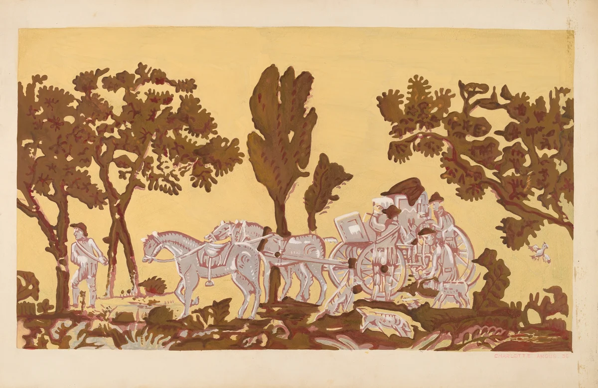 Wallpaper from Bandbox by Charlotte Angus, index of american design, 1936