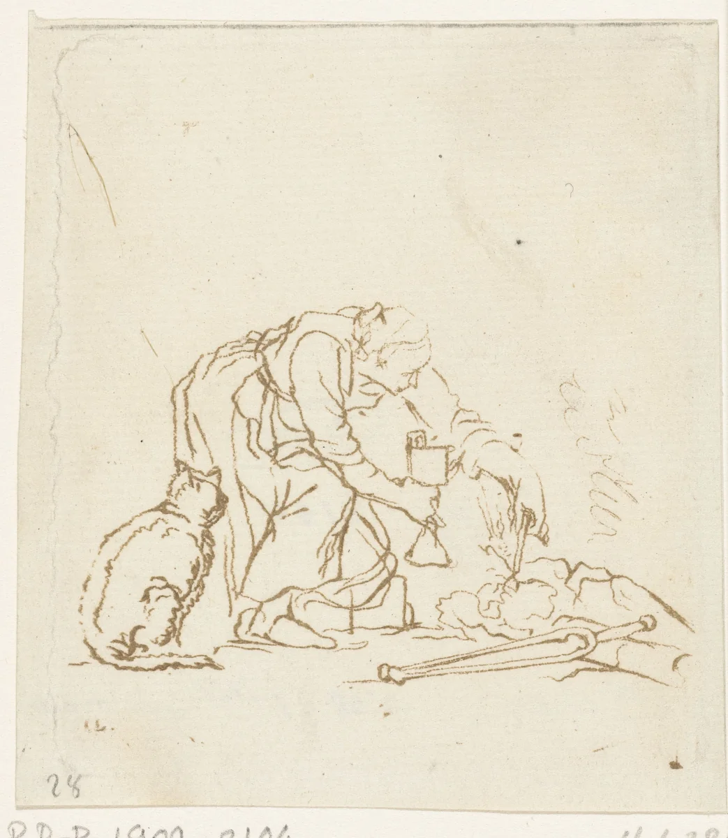 Vrouw met zwavelstok en lamp by Ernst Willem Jan Bagelaar, print, 1798-1837