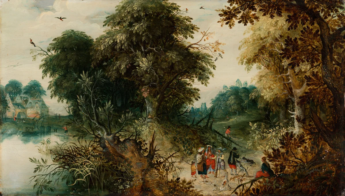 Forest View with Travellers by Abraham Govaerts, painting, 1620