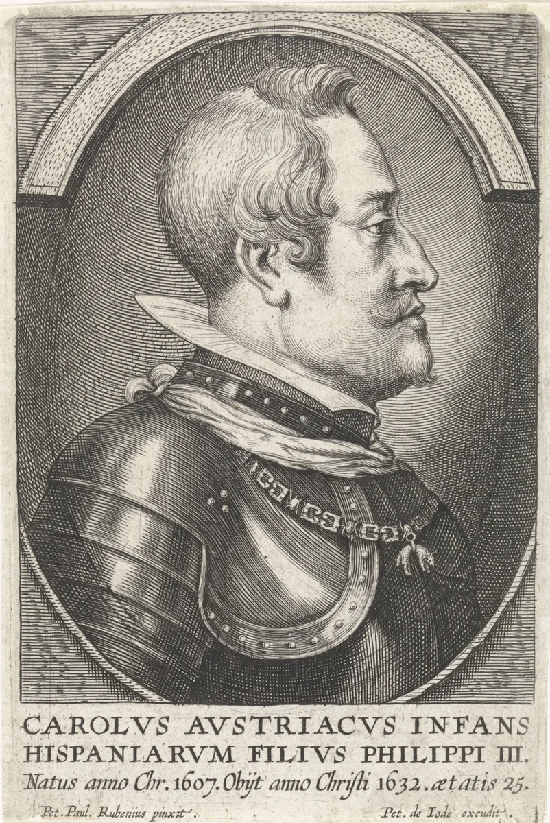 Portret van Karel van Oostenrijk by Pieter de Jode, print, 1632-1670