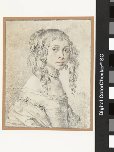 Portrait of a Girl by Jan de Bray, drawing, 1663