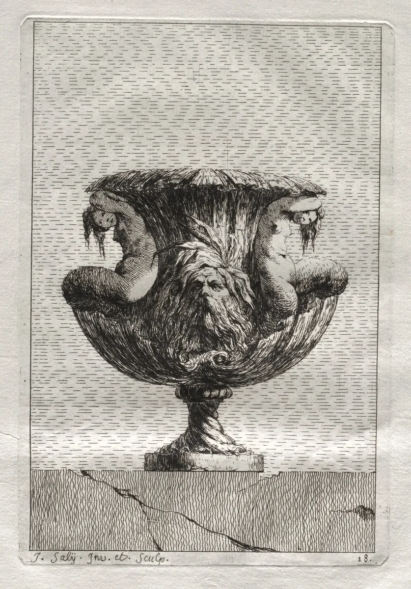 Suite of Vases: Plate 18 by Jacques François Saly, print, 1746