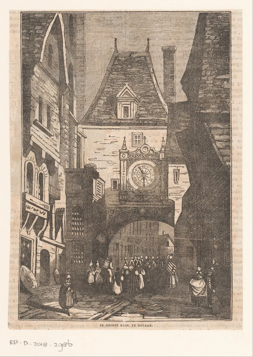 Gezicht op het Gros-Horloge te Rouen by anonymous, book, 1837