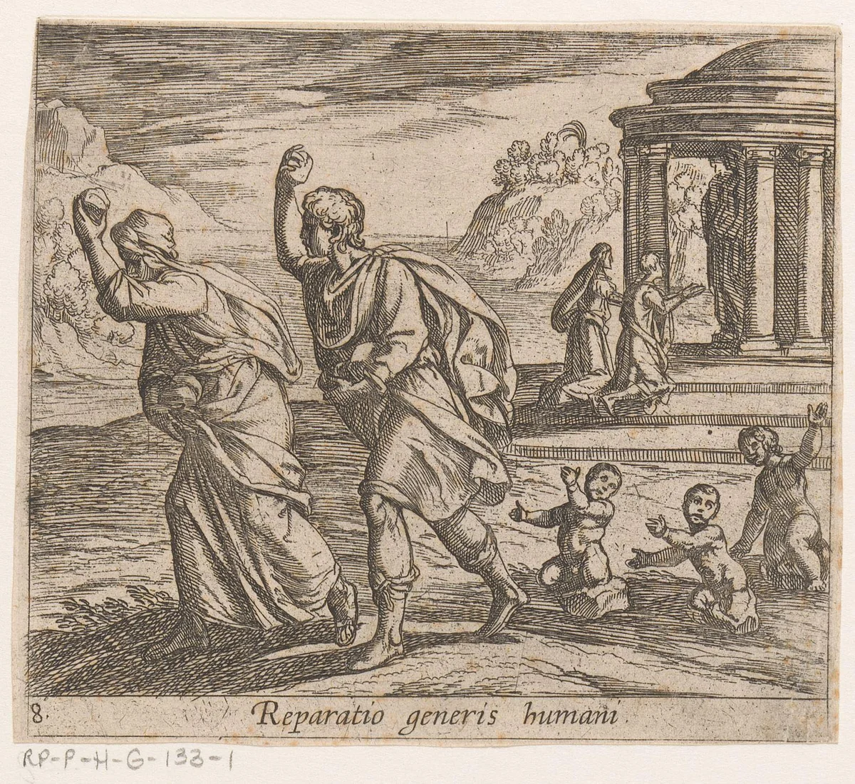 De wedergeboorte van de mensheid by Antonio Tempesta, print, 1606-1638
