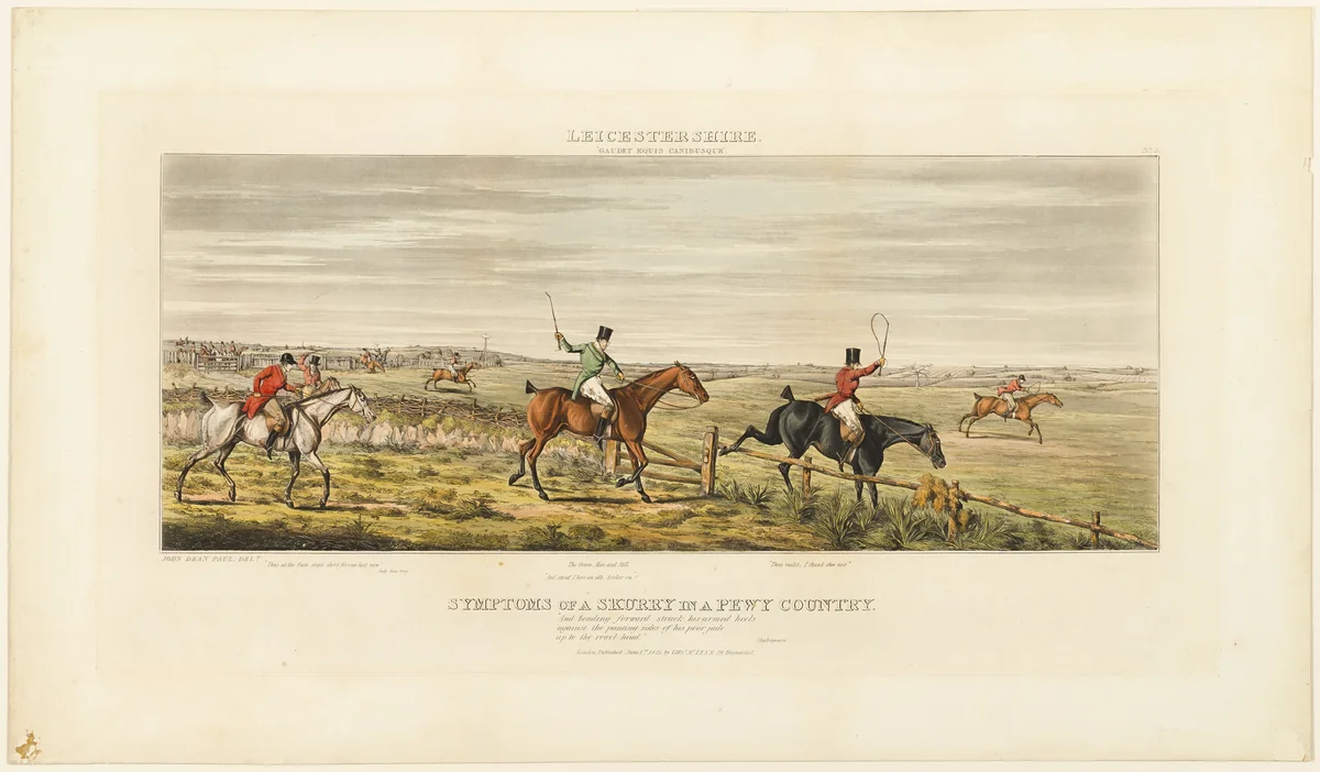 Symptoms of a Skurry, plate three from The Leicestershire Hunt by John Dean Paul, print, 1825