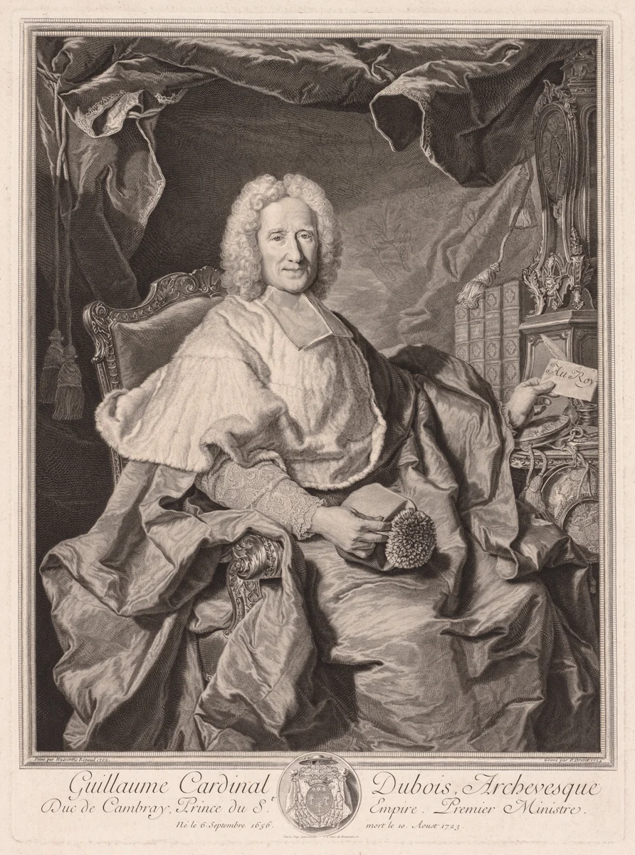 Cardinal Dubois by Pierre-Imbert Drevet, print, 1724