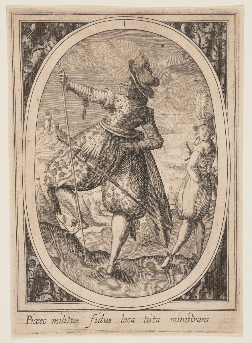 Plate 1 from Military Figures by Heinrich Ulrich, print, 1500-1600