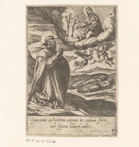 De heilige Philippus bidt voor de zielen van twee broeders by Antonio Tempesta, print, 1591