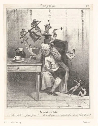 Karikatuur van een man met hoofdpijn by Jean François Benard, other, 1833