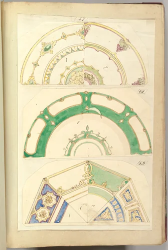 Seven Designs for Decorated Plates by Alfred Forrester, drawing, 1845-1855