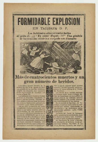 Formidable Explosion in Tacubaya (Formidable explosion en Tacuba D.F.) by José Guadalupe Posada, print, 1913