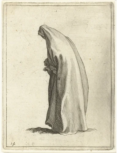 Vrouw met lange sluier by Frederick Bloemaert, print, 1635-1669