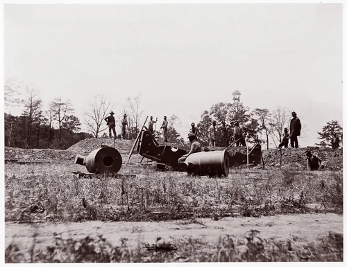 Pontoon Bridge at Deep Bottom, James River by Andrew Joseph Russell, photograph, 1864