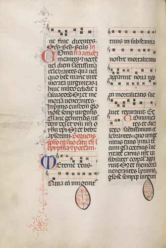 Missale: Fol. 177v: Music for various ordinary prayers by Bartolommeo Caporali, book, 1469